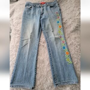 Vintage Festival Cottagecore Embroidered Blue Jeans Boho 90s Y2k Flare Hippie 14